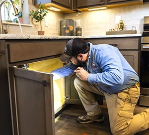 Home Watch Services by BAM Home Watch - Check under kitchen sink for signs of leaks.